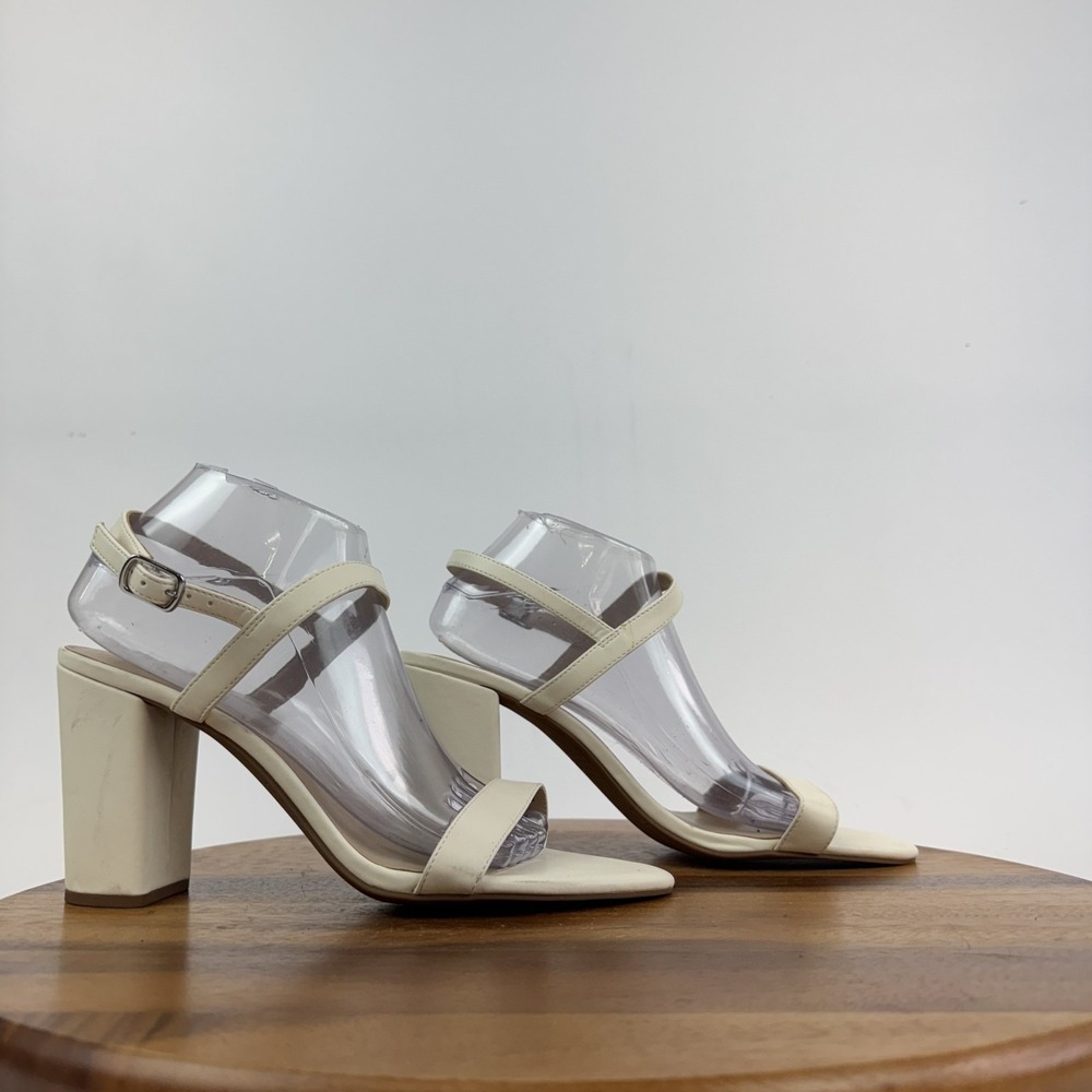 New Womens BP Lula Ivory Faux Leather Strappy Formal Block Heels Sandals Size 11